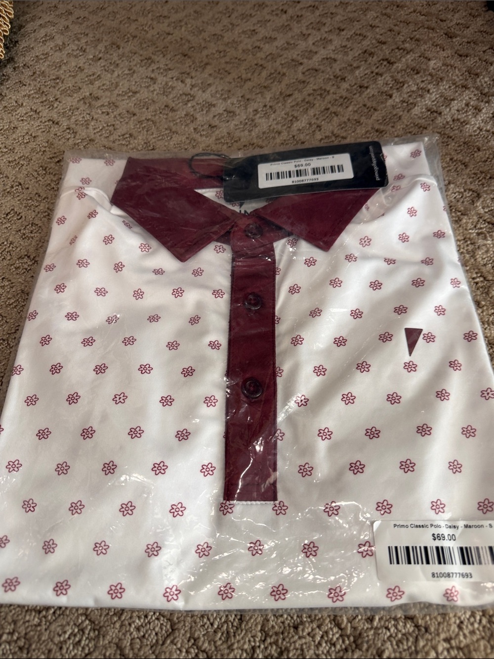 Men's Maroon-Trim White Polo Shirt
